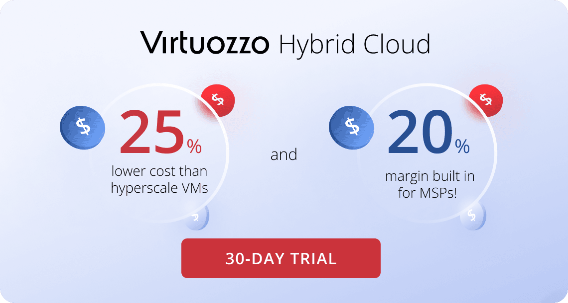 Virtuozzo Hybrid Cloud is a hosted, fully managed cloud for the MSP.